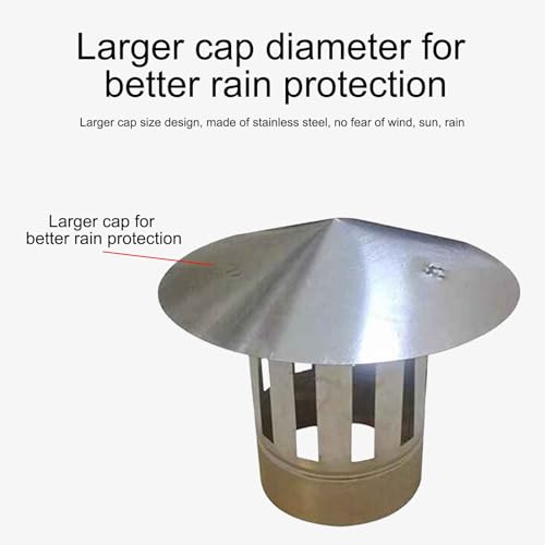 Cappa per camino in acciaio inox, copertura antipioggia conica per camino, design a prova di uccelli e antivento, facile installazione