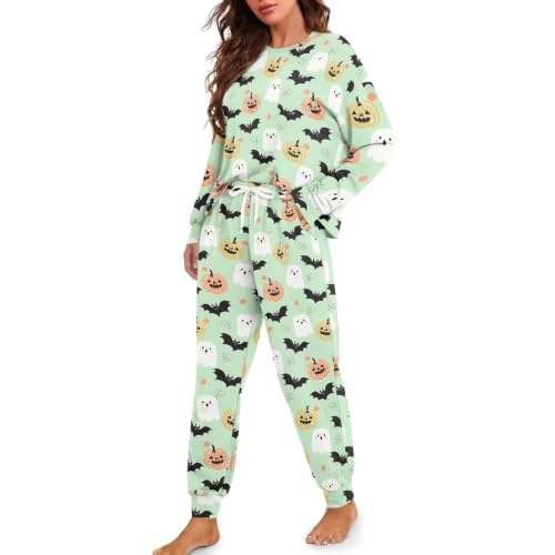 Image of Women's Pajamas Set Soft 2 Piece Loungewear Long Sleeve Pj Set Matching Sleepwear with Pockets for Women Plus Size