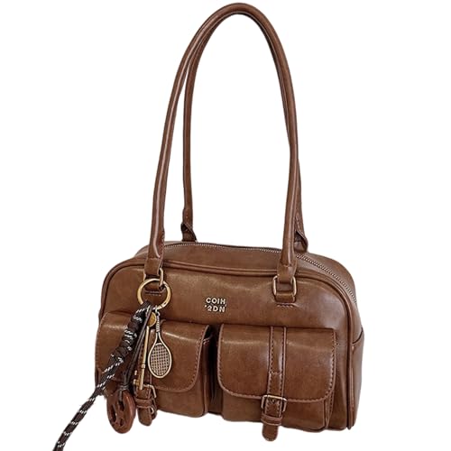 Bolso de hombro de piel sintética, bolso ligero retro, bolso de mano de 12 pulgadas, bolso de mano de piel sintética suave, bolsa de transporte diario, mujer, esposa, novia, viajes, compras, ocio, uso