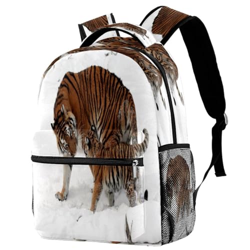 Sac à dos de voyage décontracté motif tigre des neiges pour les sorties des ados
