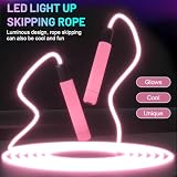 Flintronic Skakanka dla dorosłych, 280 cm, Speed Rope ze światłem LED, regulowana, skakanka z antypoślizgowymi uchwytami do treningu interwałowego (różowa, B)
