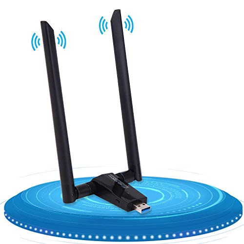 LONOSUN Adaptador inalámbrico WiFi Dongle-USB 1200 Mbps (Plug and Play, no Requiere instalación de Controlador), Adaptador USB WiFi para PC/Computadora de Escritorio/portátil/Tableta con Antena Dual