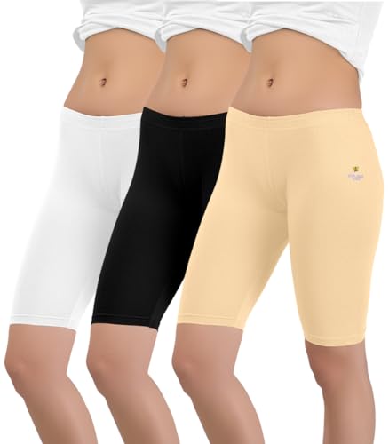 Image of Selsia Women's Cotton Regular Fit Cycling Shorts | Pack of 3 | (Multi Color)