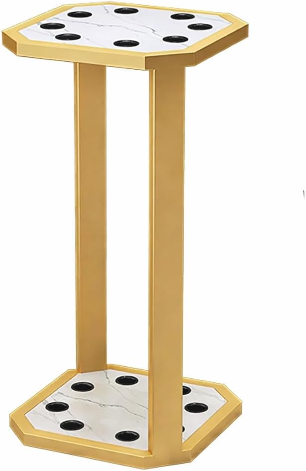 Modern Freestanding Pool Cue Rack for 8 Sticks, Heavy Duty Metal Billiards Pool Stick Holder for Inside Outside Home, No Assemble,Gold