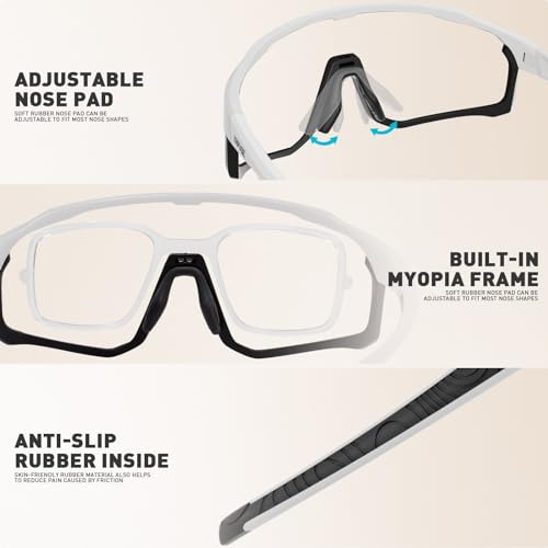 KAPVOE Photochromic Cycling Glasses Men Women Clear Mountain Bike Sunglasses MTB Sports Transition Triathlon Running - K93