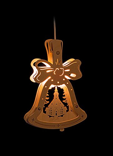 Fensterbild Seiffener Kirche in Glocke beleuchtetes Fensterbild aus Holz Weihnachtsdeko Weihnachten