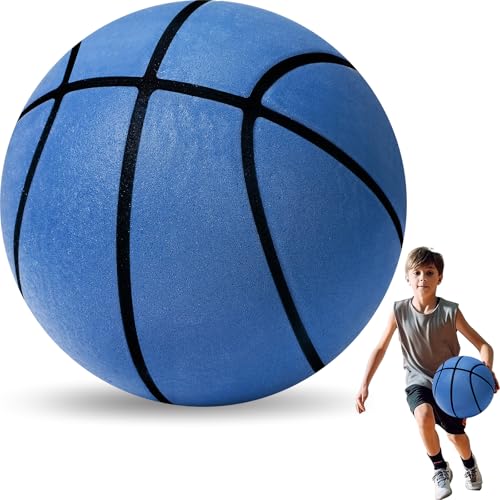 VioraWhite Silent Basketball Size 7 Indoor Basketball Foam Indoor Upgrade Silent 9 Inch Elastic Inside for Dribbling Training Practice Ball(Blue)