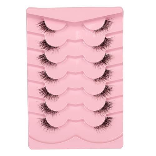 Gmagictobo Natural Half Lashes Cat Eye Look False Eyelashes Clear Band Fake Eyelashes Light Volume Soft Strip Eyelashes 7 Pairs