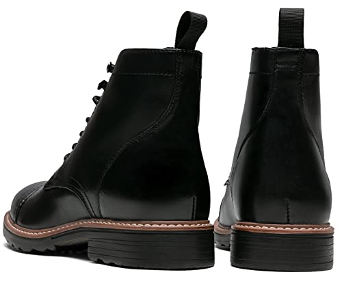 Image of Jousen Leather Boots for Men Dress Retro Classic Design Mens Boots Cap Toe Boot Black Rubber Sole
