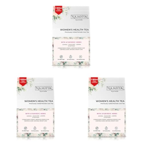 Image of NAMHYA Women's Health Tea | Ayurvedic PCOS Infusion | Herbal Blend with Shatavari & Ashoka | Hormonal Balance Support | Menstrual Cycle Wellness | Natural Green Tea | 100g (Pack of 3)