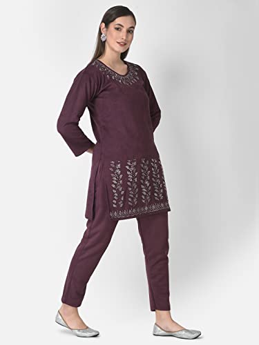 Image of FNOCKS Women's Fleece Velvet Fabric Kurta Palazzo Set with Pocket