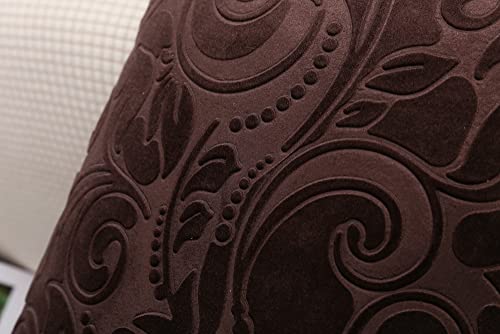 TangDepot Heavy Velvet Embossing Throw Pillow Cover, Classis Floral Anaglyph Velvet Fabric, Decorative Pillow Cover, Indoor/Outdoor Pillow Shell, Cushion Cover - (18\" x 18\", C26 Dark Brown)