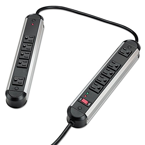 Fellowes 10-Outlet Metal Split Surge Protector, 6 Foot Cord, 1,250 Joules (99082)