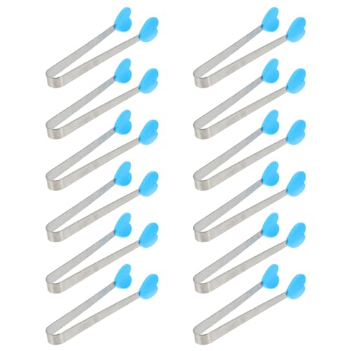 MAGICLULU 1 Juego Pinzas Para Alimentos De Acero Inoxidable Mini Pinzas Para Pinzas Para Servir Paraca Crampones Grampones Servir Clips Pinzas Para Hielo En Barra Silicona 12 Piezas