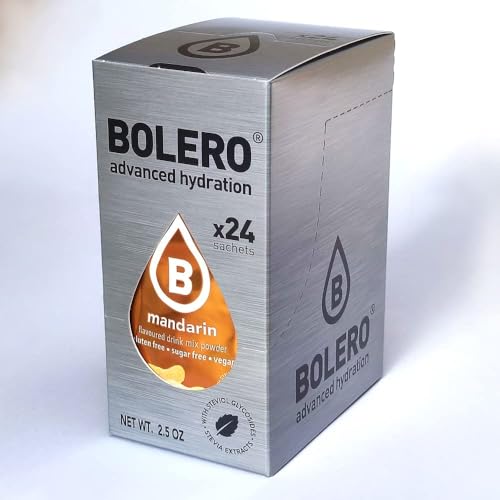 Bolero Drink - 24 bolsitas de 3 g de fruta preparada en polvo soluble para bebida fresca en agua, 72 gramos endulzado con stevia (Mandarin)