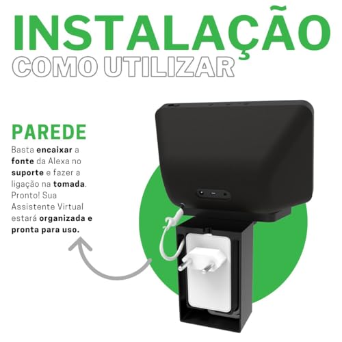 Suporte de Parede e Tomada Compatível com Alexa Echo Show 5 e 8 2ª Geração
