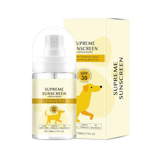 SPF 30 Dog Sunscreen Spray - Water-Resistant, UV Protection for Ears, Nose and Paws - Vitamin E Enriched, Broad Spectrum - Dog Camping Gear - Gentle Sunscreen for White Dogs