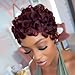 Rofa Beauty Short Layered Pixie Curly Human Hair Wigs for Women Chic Pixie Cut Human Hair Wig With Bangs Glueless Full Machine Made Short Curly Wigs 99J Color No Lace Front