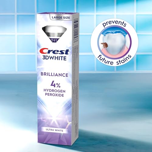 Image of Crest 3D White Brilliance Pro Ultra White Teeth Whitening Toothpaste, 3.8 oz, Anticavity Fluoride Toothpaste, 4% Hydrogen Peroxide, Active Whitening Protection