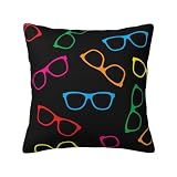 Modello di occhiali colorati, protezioni per cuscini quadrati morbidi con cerniera, 18 x 2350 pollici, fodere per cuscini con cerniera per cuscino