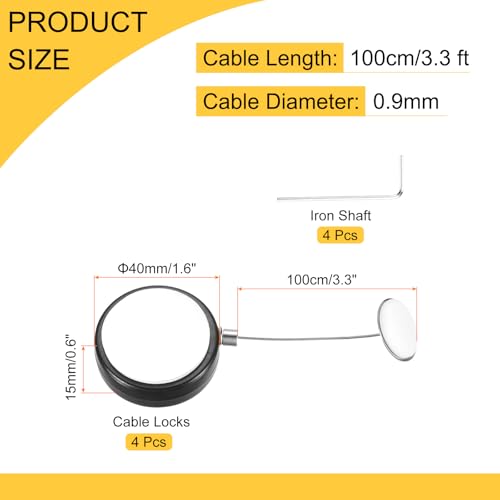 Câble antivol rétractable 1m avec patch et cordon réglable pour TV et PC portable - 2