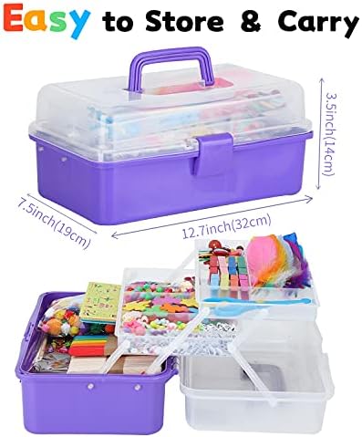 VOLINFO Arts and Crafts Supplies for Kids- 1600+ PCS DIY Craft Kits Including Scratch Paper Art Set, Pipe Cleaners, Folding Storage Box, Preschool Homeschool Craft Set, Gift for Toddlers Age 4 5 6 7 8 9(Purple) 5 41L3uVen6LS. AC