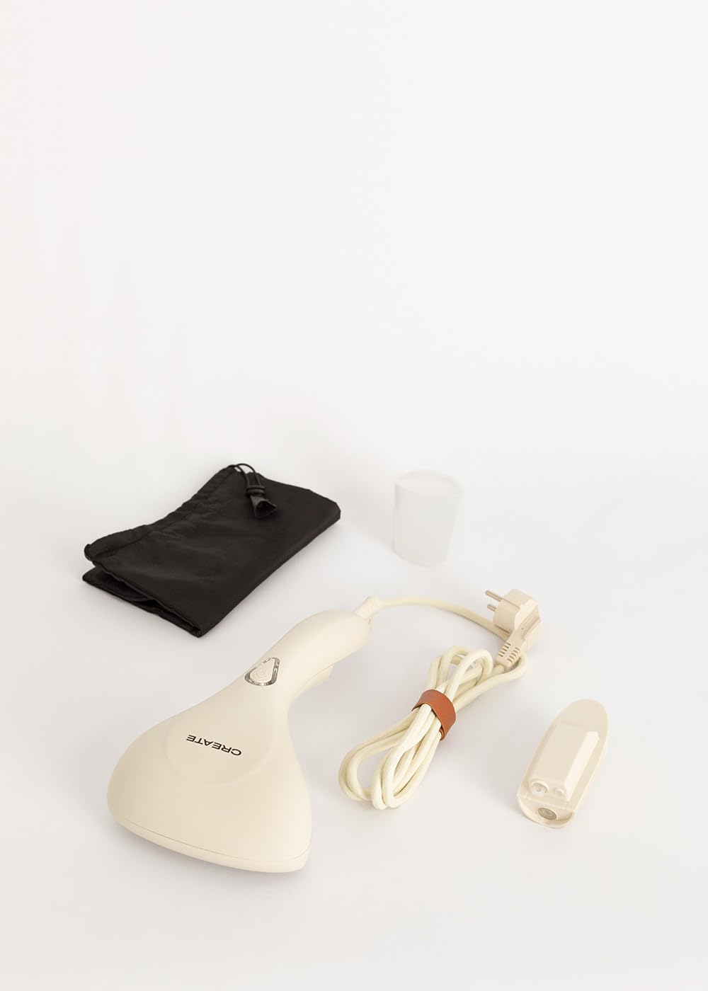 CREATE Fer à repasser à vapeur vertical de voyage blanc cassé/Chauffage rapide, facile à utiliser, pour tous les types de tissus, confortable, compact et léger, avec verrouillage de surchauffe