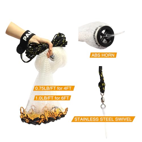 BasicGear® Pancake® Cast Net, 4ft Radius, 3/8 Mesh, 0.75lb Protected - image 4