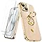 Nonional Compatible For IPhone 15 Case With 2 Pack Screen Protector, 360° Rotatable Ring Holder [Luxury Hearts Pattern] Plating Gold Edge Slim Soft Phone Cover Case For IPhone 15 - Hot