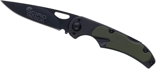Scipio Cuchillo plegable verde ST062G de la hoja de 2.75 pulgadas, cuchillo plegable ST062G, cuchillo de bolsillo interior al aire libre
