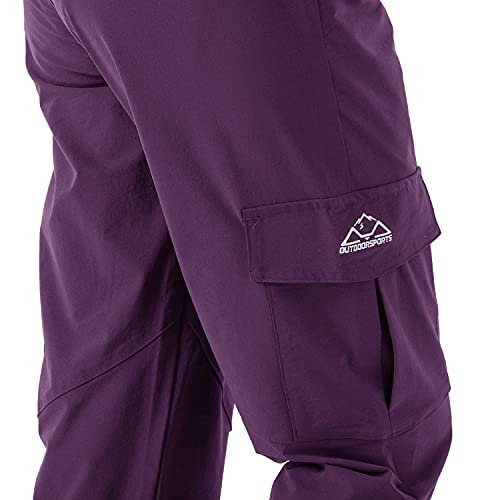 Rdruko Women's Waterproof Hiking Pants Lightweight Dry Fit Cargo Utility Pants With Pockets Purple X-Small #TOP3
