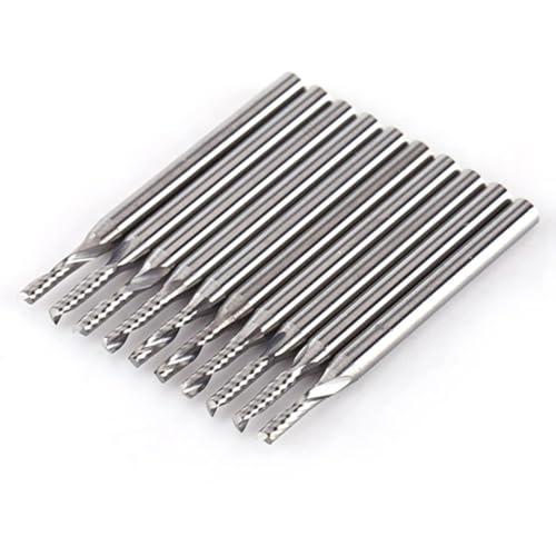 10 Pz 3.175mm Gambo Singolo, Punte di Fresatura in Alluminio 1 Flauto 1mm Flauto Punta A Spirale Carburo di Tungsteno Nastro Fresa CNC PVC MDF Strumenti Per Incidere 2mm Tagliente