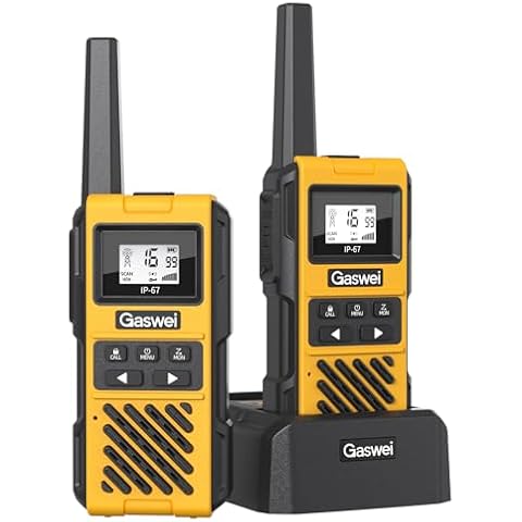 Gaswei G1pro IP67 Waterproof FRS Heavy Duty Long Range Walkie Talkies for Adults, vibrate Rechargeable 2 watt Emergency Two Way Radios, 22 Channel Walky Talky with Li-ion Battery, VOX ，USB-C (2pack) Cover