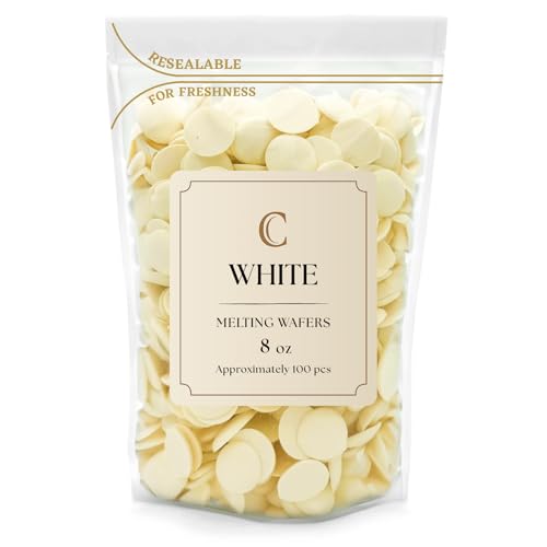 Merckens White Melting Wafers 8 Ounces Bulk Bag - Perfect For Dipping, Deserts, Baking And More