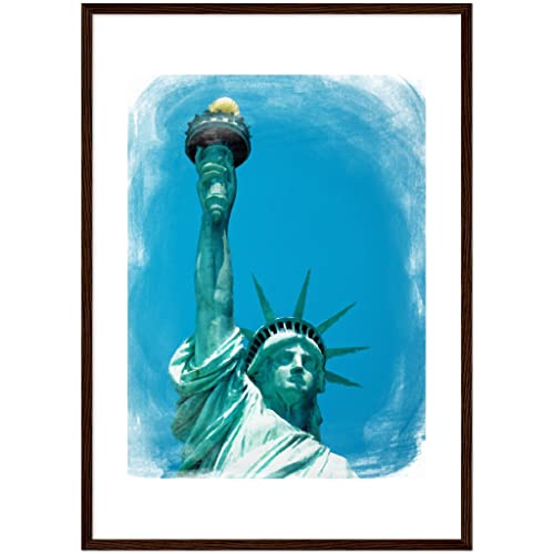 Impression d'art New York Liberty sous cadre noir élégant 30 x 40 cm