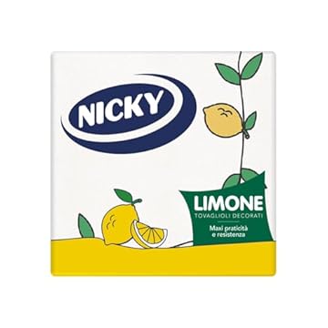 Nicky Limone Tovaglioli Decorati, Confezione da 35 tovaglioli a 2 veli, Grande Morbidezza, Pratici e Resistenti, Apertura facilitata, Carta 100% certificata FSC