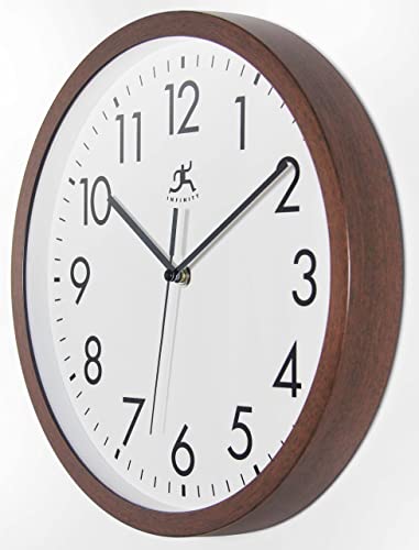 Infinity Instruments Modern Wood Finish Wall Clock, Mid Century Modern Design Perfect for The Home or Office, 12 inch, Walnut