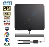 TV Antenna Digital Antenna For HDTV Indoor 60miles Range with Detachable Amplifier Signal Booster High Reception Clearview TV Antenna with High Performance Coax Cable for 4K 1080P Free Local Channels