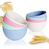 HANMFEI Plastic Cereal Bowls Set of 8,24 oz Wheat Straw Bowls,Plastic Bowls Reusable Microwave & Dis