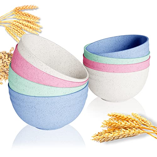 Hanmfei Plastic Cereal Bowls Set Of 8,24 Oz Wheat Straw Bowls,Plastic Bowls Reusable Microwave & Dishwasher Safe #TOP14