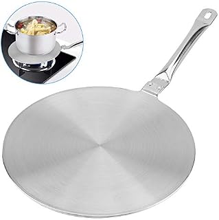 Induction Hob Heat Diffuser Ring Plate, Simmer Ring Pan Mat Hob, Gas Electric Cookers Stable, Heat Diffuser Stainless Steel Converter for Induction Hob with Heat Proof Handle(24cm)
