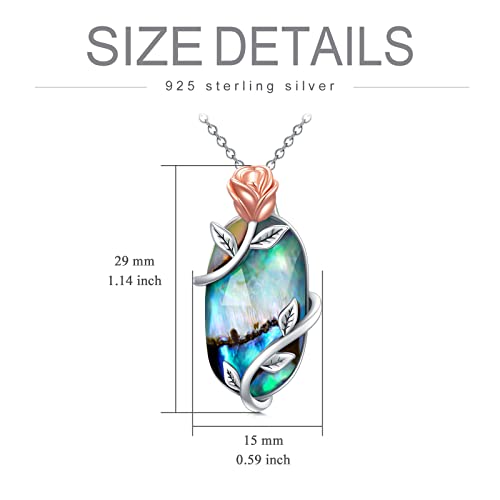 Iiw Sterling Silver Rose Flower Pendant Necklace With Abalone Shell Necklace Birthday Christmas Anniversary Jewelry Gifts For Women Girls Her Wife #TOP3
