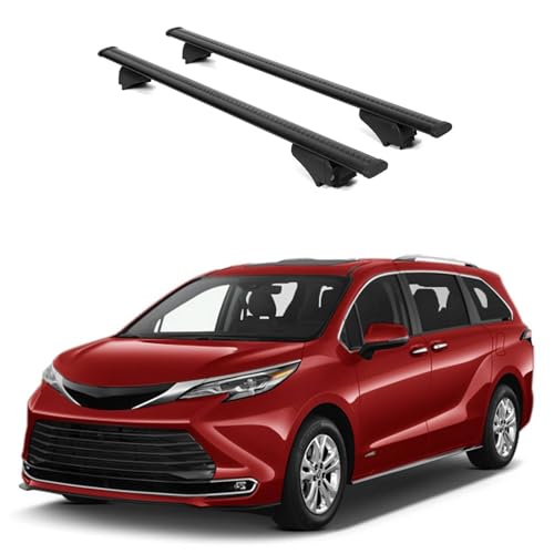 ERKUL Roof Rack Cross Bars for Toyota Sienna 2021-2026 | Aluminum Crossbars with Anti Theft Lock for Rooftop | Compatible with Raised Rails - Black