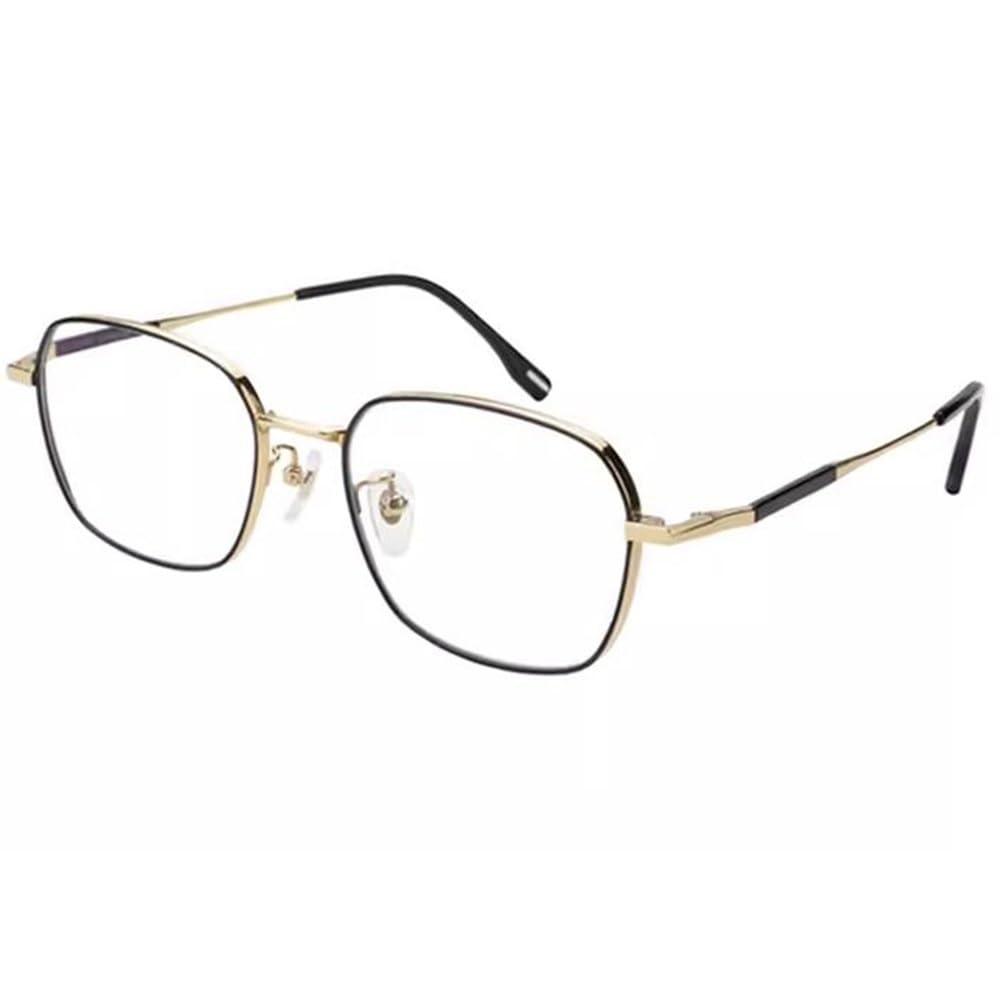 COKYIS Schwarz Gleitsichtbrille Klassische Lesebrille Quadratisch Multifokale Computerbrille Titan Presbyopie Sehhilfe Brille Superleichte Lesebrillen (Color : Gold, Size : +3.0)