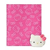 Hello Kitty Impressions Throw Blanket & Pillow Set, 40"x50" Silk Touch Blanket with Matching Character Pillow – Soft, Cozy Blanket for Gifts