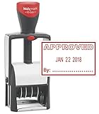 MaxMark Heavy Duty Self Inking Date Stamp with Phrase Approved - Red Ink