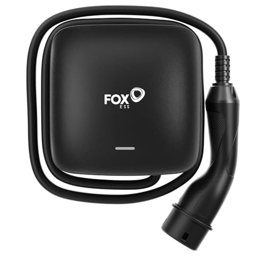 FoxESS Tipo 2 Wallbox 7,3 kW 1-fásico 230V, 6–32A Corriente de Carga Ajustable, con WiFi y Bluetooth, Control por App, Grado de protección IP55 & IK08, gestión dinámica de Carga, Carga programada