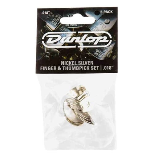 Image of Dunlop 33P.018 Nickel Silver Finger & Thumbpicks, .018 inch, 5 /Player's Pack