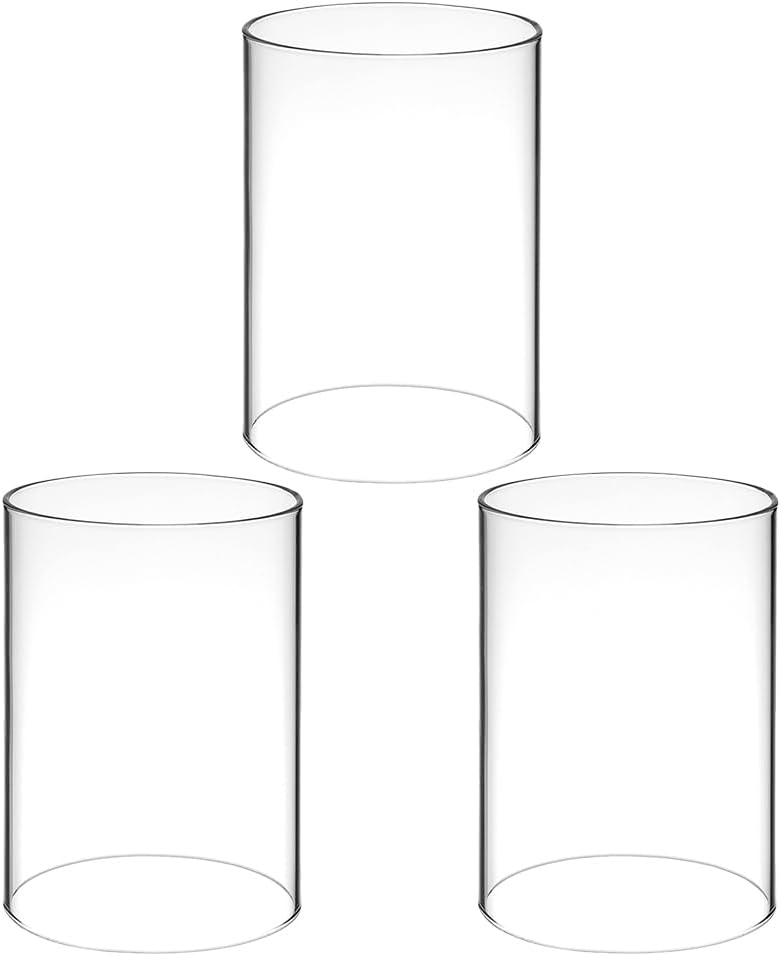 Amosfun 3Pcs Hurricane Candle Holder Sleeve Windproof Cylindrical Pillar Open Ended Candle Shade Chimney Tube Cover 3.94 X 2.76 Inch