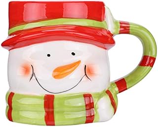 Amosfun 1PC Christmas Snowman Mug Coffee Mug Christmas New Year Holiday Gifts for Family Friends or Daily Use Ceramic Cup